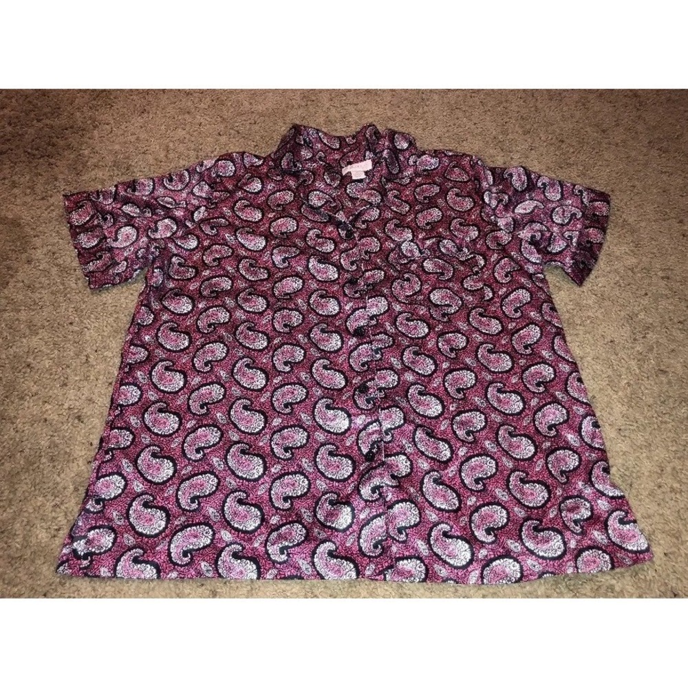 CABERNET WOMAN'S MAROON PINK BLACK PRINT PAJAMA‎ SLEEP SHIRT SIZE MEDIUM